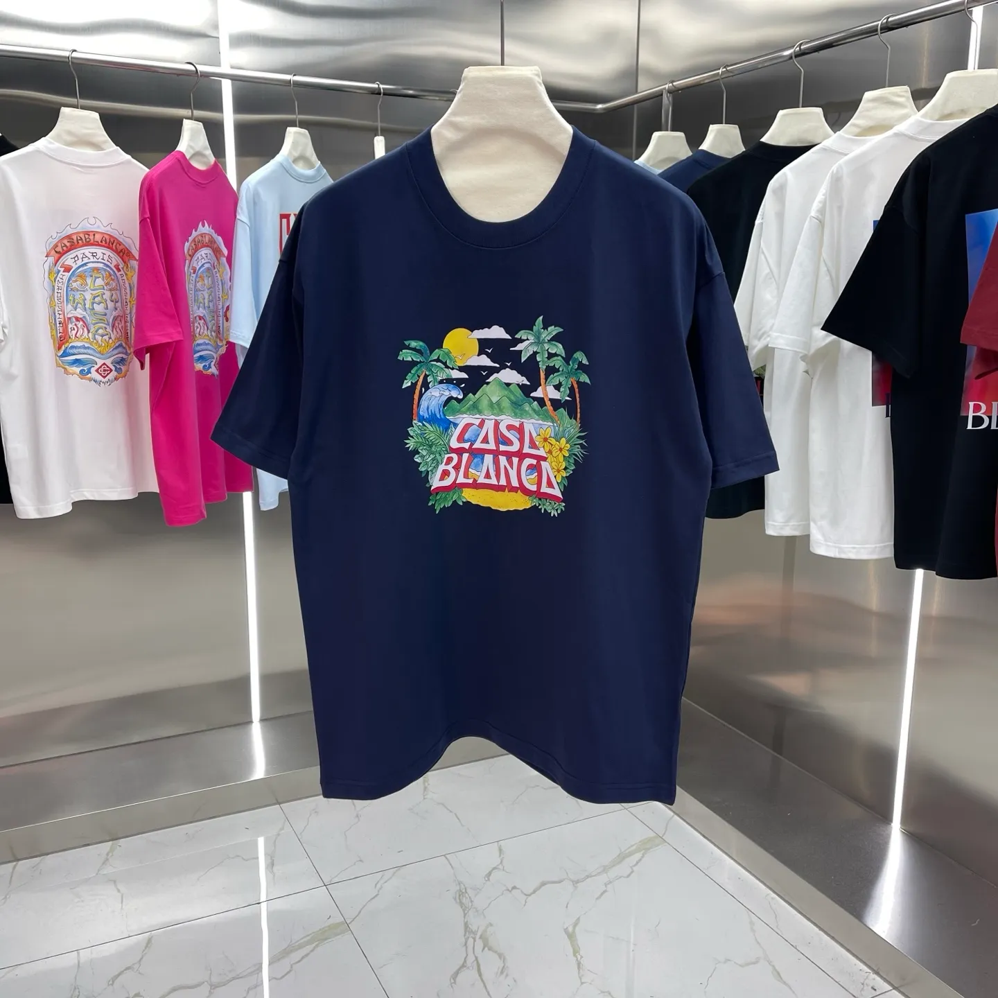 25ss New Arrival Casablanca Classic Series T ～ ， ， 。 ， Classic ， In Stock ！ ：White Black Royal Blue Red Size：S M L XL XXL